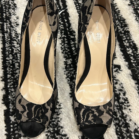 Nine West Shoes - Nine West Black and Cream Lace Heels
